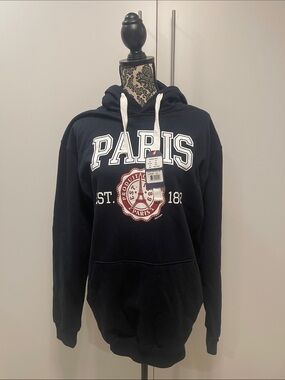 Unbranded Paris Graphic Black Pullover Hoodie